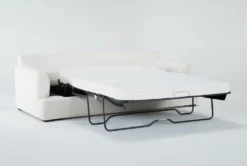 Belinha II Opal 95" Queen Sleeper Sofa -Living Room Furniture Shop 307573 white fabric sleeper side 19