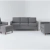 Santana Graphite 4 Piece Sofa, Loveseat, Chair & Ottoman Set