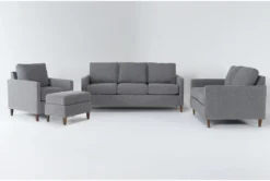 Santana Graphite 4 Piece Sofa, Loveseat, Chair & Ottoman Set