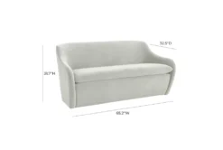 Layne Light Grey Velvet 65" Loveseat -Living Room Furniture Shop 308730 grey fabric settee detail 45 1