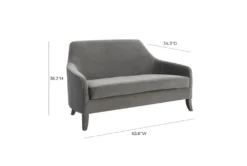 Noel Grey Velvet 64" Loveseat -Living Room Furniture Shop 309192 grey fabric loveseat front 03