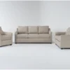 Porthos Cream 3 Piece Queen Sleeper Sofa, Loveseat & Chair Set