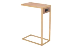 Brown And Gold C-Table With Power Outlet And USB