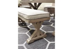 Beachside Outdoor Bench With Cushion -Living Room Furniture Shop 311883 brown multi media dining bench detail 44