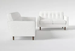 London Optical 2 Piece Sofa & Loveseat -Living Room Furniture Shop 312032 white fabric sofa and loveseat set side 20