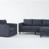 Ami Slate 2 Piece Sofa With Reversible Chaise & Swivel Chair Set
