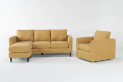 Ami Sun 2 Piece Sofa With Reversible Chaise & Swivel Chair Set