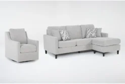 Stark Light Grey Sofa With Reversible Chaise & Light Grey Swivel Chair