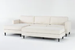 Calais Vanilla 112" 2 Piece Sectional With Left Arm Facing Chaise & Cocktail Ottoman
