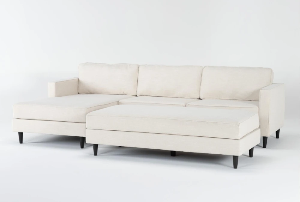 Calais Vanilla 112" 2 Piece Sectional With Left Arm Facing Chaise & Cocktail Ottoman 1 Calais Vanilla 112" 2 Piece Sectional With Left Arm Facing Chaise & Cocktail Ottoman