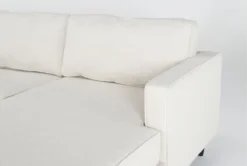 Calais Vanilla 112" 2 Piece Sectional With Right Arm Facing Chaise & Cocktail Ottoman -Living Room Furniture Shop 313097 white fabric sectional detail 45