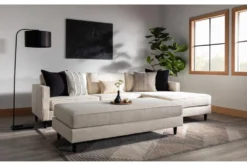 Calais Vanilla 112" 2 Piece Sectional With Right Arm Facing Chaise & Cocktail Ottoman -Living Room Furniture Shop 313097 white fabric sectional room 59