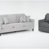Stark Light Grey Sofa & Dark Grey Swivel Chair