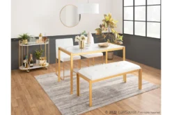 Fede Gold Metal And White Faux Leather Bench -Living Room Furniture Shop 313723 white faux leather bench room 87