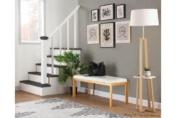 Fede Gold Metal And White Faux Leather Bench -Living Room Furniture Shop 313723 white faux leather bench room 88