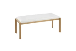 Fede Gold Metal And White Faux Leather Bench