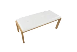 Fede Gold Metal And White Faux Leather Bench -Living Room Furniture Shop 313723 white faux leather bench top 31