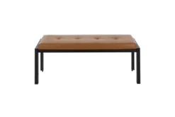Fede Black Metal And Camel Faux Leather Bench 11 Fede Black Metal And Camel Faux Leather Bench -Living Room Furniture Shop 313725 brown faux leather bench front 02