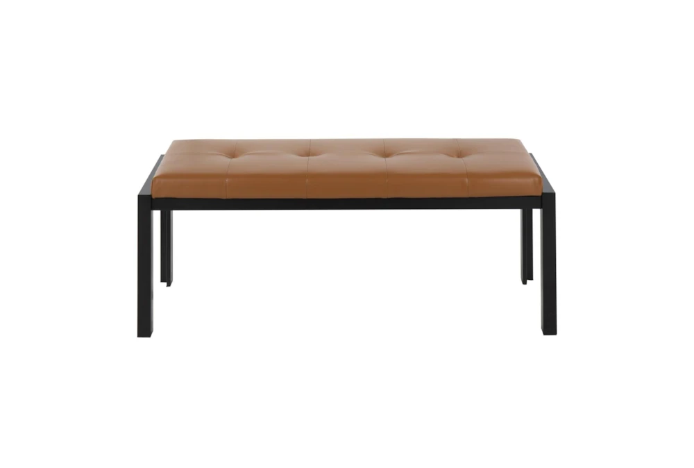 Fede Black Metal And Camel Faux Leather Bench 5 Fede Black Metal And Camel Faux Leather Bench - Image 5