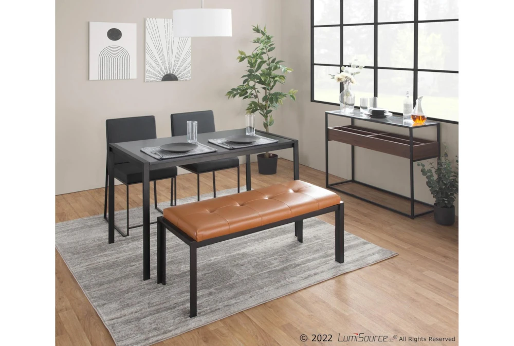 Fede Black Metal And Camel Faux Leather Bench 7 Fede Black Metal And Camel Faux Leather Bench - Image 7