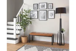 Fede Black Metal And Camel Faux Leather Bench 12 Fede Black Metal And Camel Faux Leather Bench -Living Room Furniture Shop 313725 brown faux leather bench room 87