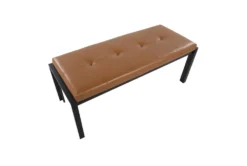 Fede Black Metal And Camel Faux Leather Bench 10 Fede Black Metal And Camel Faux Leather Bench -Living Room Furniture Shop 313725 brown faux leather bench top 31