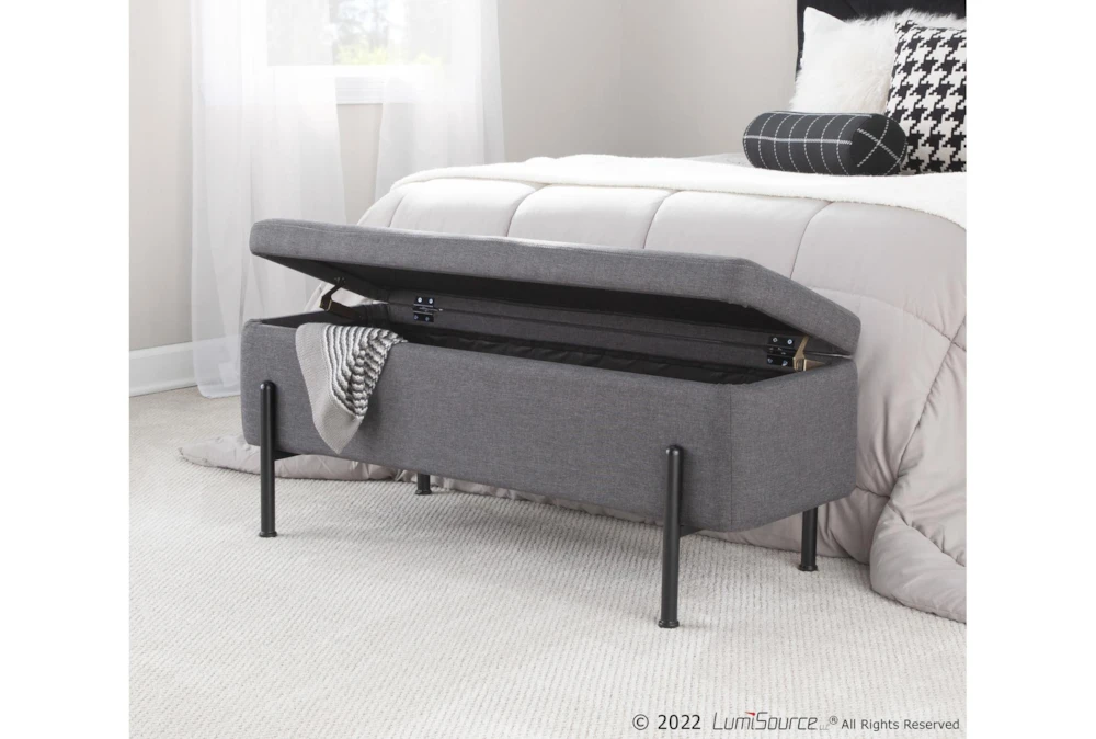 Ella Storage Bench In Black Steel And Charcoal Fabric 4 Ella Storage Bench In Black Steel And Charcoal Fabric - Image 4