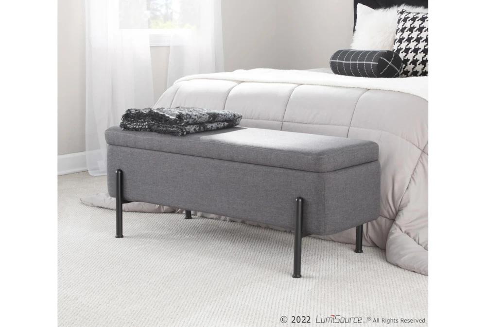 Ella Storage Bench In Black Steel And Charcoal Fabric 5 Ella Storage Bench In Black Steel And Charcoal Fabric - Image 5