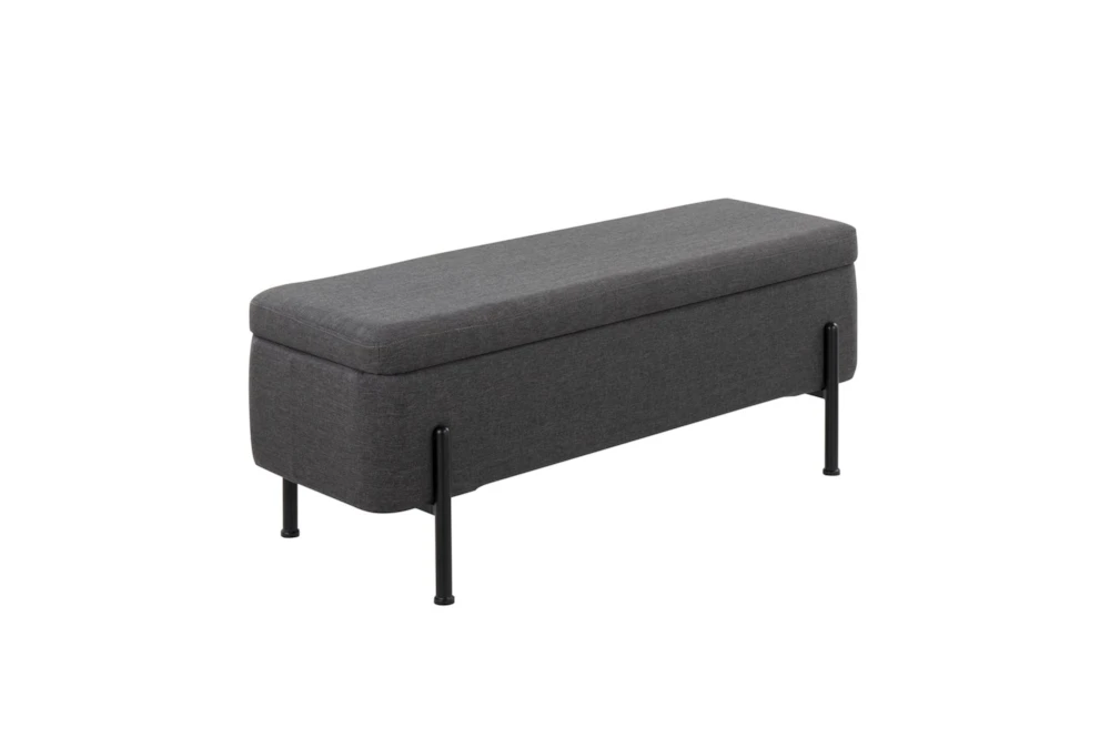 Ella Storage Bench In Black Steel And Charcoal Fabric 1 Ella Storage Bench In Black Steel And Charcoal Fabric