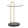 Kate Black Marble, Gold And Glass Side Table