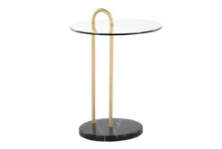 Kate Black Marble, Gold And Glass Side Table