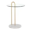 Kate White Marble, Gold And Glass Side Table