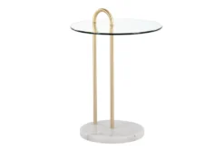Kate White Marble, Gold And Glass Side Table