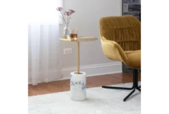 Gold Metal And White Marble Side Table -Living Room Furniture Shop 313744 gold metal chairside table room 87