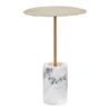 Gold Metal And White Marble Side Table