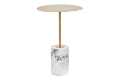 Gold Metal And White Marble Side Table