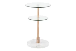 Gem White Marble And Glass Accent Table -Living Room Furniture Shop 313746 gold metal accent table front 02