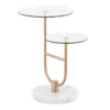 Gem White Marble And Glass Accent Table