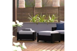 Sagrada Outdoor Ottomans With Bliss Linen Sunbrella Cushions Set Of 2 -Living Room Furniture Shop 314265 brown metal ottoman room 85