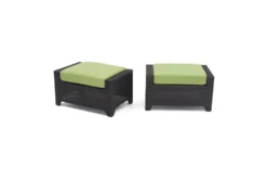Sagrada Outdoor Ottomans With Ginkgo Green Sunbrella Cushions Set Of 2