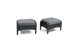 Sagrada Outdoor Ottomans With Grey Polyester Cushions Set Of 2