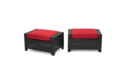 Sagrada Outdoor Ottomans With Sunset Red Sunbrella Cushions Set Of 2