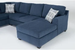 Colby Navy 128" 3 Piece Sectional With Left Arm Facing Tux & Right Arm Facing Chaise & Storage Ottoman -Living Room Furniture Shop 314702 blue fabric sectional detail 44