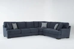 Santo Foam Chenille 145" 3 Piece Sectional With Left Arm Facing Sofa