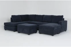 Bonaterra Midnight 127" 2 Piece Sectional With Right Arm Facing Sleeper Sofa Chaise, Left Arm Facing Corner Chaise & Storage Ottoman