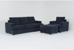 Bonaterra Midnight 3 Piece Sofa, Chair & Storage Ottoman Set
