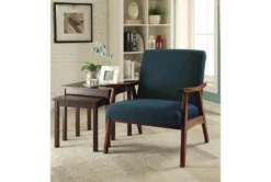 Davis Klein Azure Chair With Medium Espresso Frame -Living Room Furniture Shop 316057 blue plywood accent chair room 85