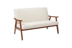 Davis Loveseat In Linen Fabric With Medium Espresso Frame K/D