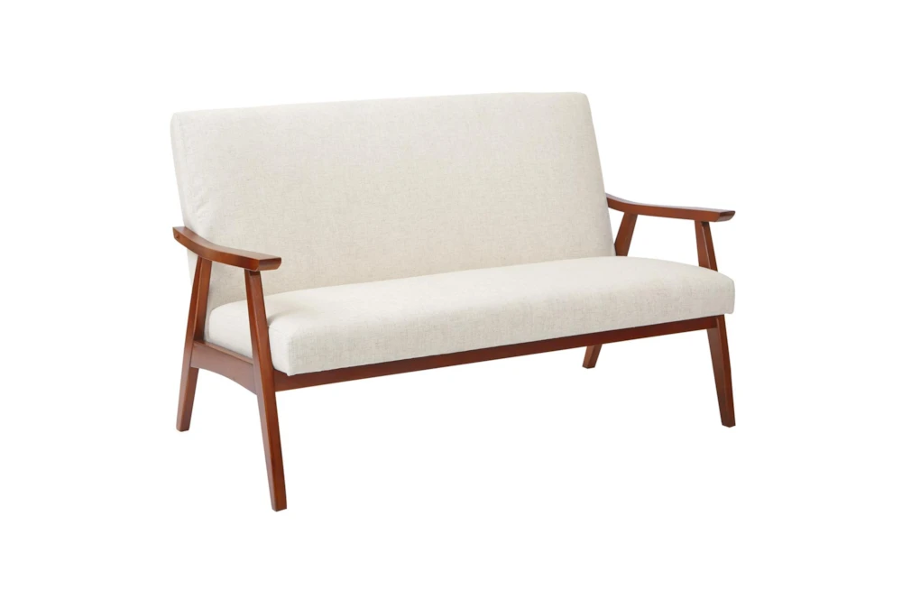 Davis Loveseat In Linen Fabric With Medium Espresso Frame K/D 1 Davis Loveseat In Linen Fabric With Medium Espresso Frame K/D