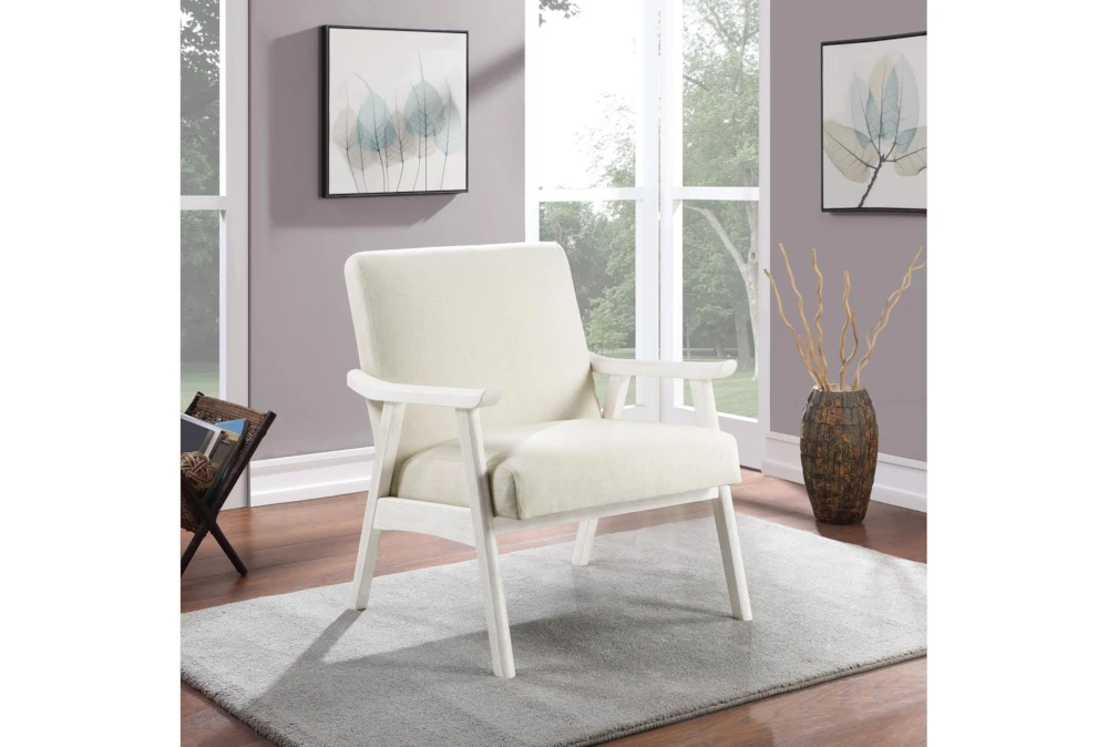 Tommy Linen Armchair With Antique White Finish Frame 4 Tommy Linen Armchair With Antique White Finish Frame - Image 4